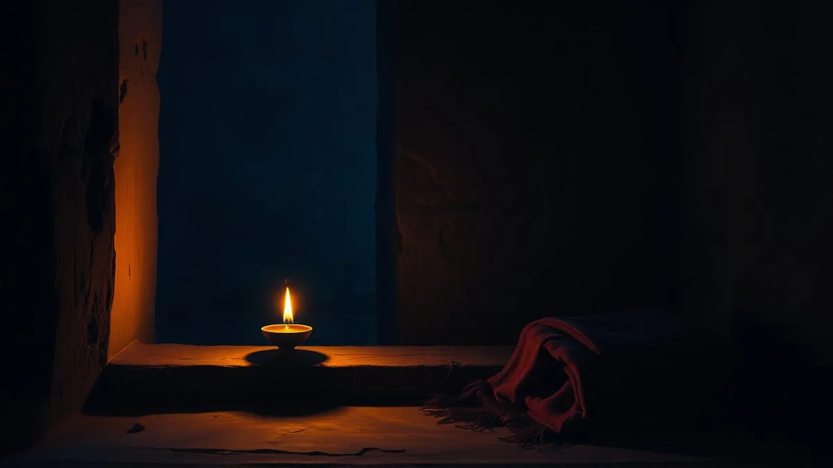 Tres velas encendidas en el alféizar de una ventana abierta al amanecer, imagen del duelo que se acompaña con el tiempo